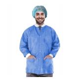 1 Case (25 each) NEW MediChoice SJ0606 Latex-Free SMS Nonwoven Knit Cuff & Collar Disposable Staff Jacket - Size XX-Large Blue