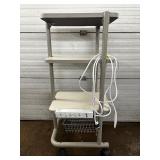 3-Tier Mobile Rolling Endoscopy Cart with Power Strip and Wire Basket – Ease of Mobility, Good Amount of Shelving for Items and Utilities – Great Condition!