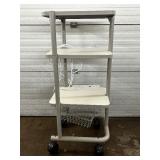 3-Tier Mobile Rolling Endoscopy Cart with Power Strip and Wire Basket – Ease of Mobility, Good Amount of Shelving for Items and Utilities – Great Condition!