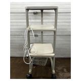 3-Tier Mobile Rolling Endoscopy Cart with Power Strip and Wire Basket – Ease of Mobility, Good Amount of Shelving for Items and Utilities – Great Condition!