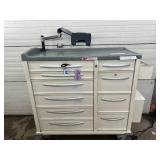 MSRP $8000 Phoenix LTC Multi-Drawer Medical Medication Cart with Secure Tablet Mount. Durable design with smooth-rolling casters, spacious drawer storage, and a working electronic lock system for adde