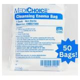 1 Case (50 each) NEW MediChoice ENBG1500 Non-Sterile Latex-Free Cleansing Enema Bag. Expires 2027!