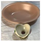 Franciscan Desert Rose Round Covered Serving Dish, Candleholder and Franciscon Ware Oval Pink Serving Bowl