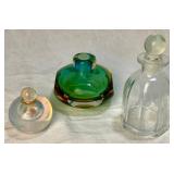 Vintage Gold Mirror with Glass Bottle Collection