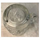 Princess House Fantasia Glass Mug - Embossed Poinsettia Floral Pattern