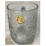 Princess House Fantasia Glass Mug - Embossed Poinsettia Floral Pattern