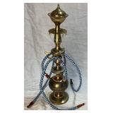 Vintage Engraved Brass Inlay Painted Hookah Pipe Set with Case