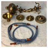 Vintage Engraved Brass Inlay Painted Hookah Pipe Set with Case