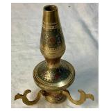Vintage Engraved Brass Inlay Painted Hookah Pipe Set with Case