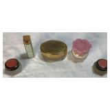 Vintage Vanity Mirror with Brush, Hand Mirror and Lipstick Holder, Cutex Containers and Lidded Glass Jar