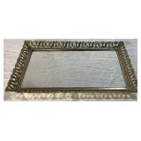 Vintage Vanity Mirror with Brush, Hand Mirror and Lipstick Holder, Cutex Containers and Lidded Glass Jar