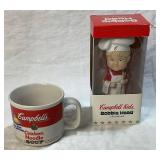 Campbells Soup Company Collection - Green Bean Casserole Dishes, Chicken Noodle Soup Mug and Campbell Kids Bobble Head