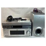 Toshiba SD-V290 DVD-VCR Combo (missing Remote) AV Cables with Manual plus RCA RT2760 5.1 Channel Home Theater System 720W (missing Speakers) with 4 ohm Subwoofer