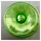 Federal Green Depression Glass/Uranium Glass Sherbet Pedestal Bowls
