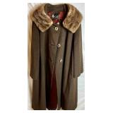 Vintage Grand Prix 100% Cashmere Coat with Fur(?) Collar