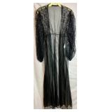 Vintage Medium Black Nightgown 3 pc Set by Undercover Wear