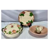 Franciscan Desert Rose Round Covered Serving Dish, Candleholder and Franciscon Ware Oval Pink Serving Bowl