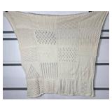Handcrafted Off White Knit Multi Stitch 70" x 66" Throw