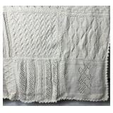 Handcrafted Off White Knit Multi Stitch 70" x 66" Throw