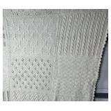 Handcrafted Off White Knit Multi Stitch 70" x 66" Throw