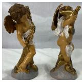 Vintage Pair of Fontanini Cherub Candle Holders #5042 and #5043 and Fontanini Drummer Boy with Sheep #637