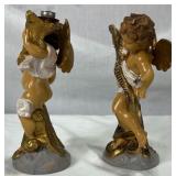 Vintage Pair of Fontanini Cherub Candle Holders #5042 and #5043 and Fontanini Drummer Boy with Sheep #637
