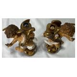 Vintage Pair of Fontanini Cherub Candle Holders #5042 and #5043 and Fontanini Drummer Boy with Sheep #637