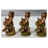 Vintage Pair of Fontanini Cherub Candle Holders #5042 and #5043 and Fontanini Drummer Boy with Sheep #637