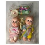 Vintage Doll Collection - 6" Gerber Brithday Baby Twins in Original Box, Show Stoppers Porcelain Doll in Buggy, and Show Stoppers Joyful Baby in Original Box