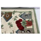 Pair of Birdhouse Themed Hooked Rugs - 21.5" x 33" and 30" x 50"