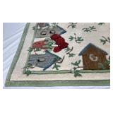 Pair of Birdhouse Themed Hooked Rugs - 21.5" x 33" and 30" x 50"