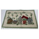 Pair of Birdhouse Themed Hooked Rugs - 21.5" x 33" and 30" x 50"