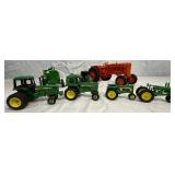 Toy Tractor Bundle of 11 John Deere Die Cast Tractors and 1 Allis-Chalmers Plastic Tractor