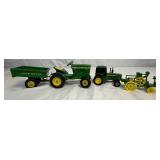Toy Tractor Bundle of 11 John Deere Die Cast Tractors and 1 Allis-Chalmers Plastic Tractor