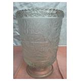 Fenton Currier & Ives Candleholder Winter Cabin and Fenton Hearts & Flowers Candy Dish