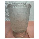 Fenton Currier & Ives Candleholder Winter Cabin and Fenton Hearts & Flowers Candy Dish