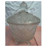 Fenton Currier & Ives Candleholder Winter Cabin and Fenton Hearts & Flowers Candy Dish