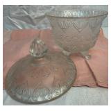 Fenton Currier & Ives Candleholder Winter Cabin and Fenton Hearts & Flowers Candy Dish