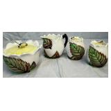 Lefton Beeline Collection of Teapot, Cream & Sugar plus Salt & Pepper