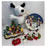 Peanuts Collection - Christmas Time Is Here Light Up Collectible, Merry Christmas Charlie Brown Plate, Dancing Snoopy and 1958 Snoopy Ornaments