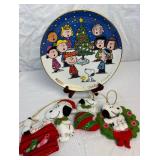 Peanuts Collection - Christmas Time Is Here Light Up Collectible, Merry Christmas Charlie Brown Plate, Dancing Snoopy and 1958 Snoopy Ornaments