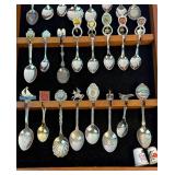 Vintage Spoon Collection with Display Case from Worldwide Destinations