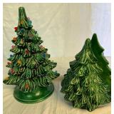 Vintage Lit Christmas Tree and Hand Painted Napkin Holder