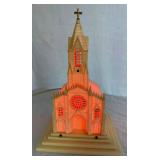 Vintage Raylite Electric Corp. Lighted Musical Christmas Church 1959