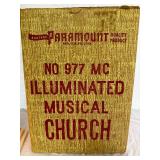 Vintage Raylite Electric Corp. Lighted Musical Christmas Church 1959