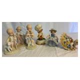 Lefton Collection of Figurines - Porcelain Bloomer Girls,  The Christopher Collection Figurines and Large Hat Girl with Fawn