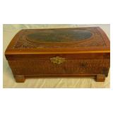 Collection of 34 Vintage Handkerchiefs and Hand Carved Jewelry Box