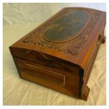 Collection of 34 Vintage Handkerchiefs and Hand Carved Jewelry Box