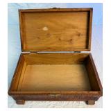 Collection of 34 Vintage Handkerchiefs and Hand Carved Jewelry Box
