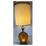Vintage MCM Amber Swirl Globe Table Lamp